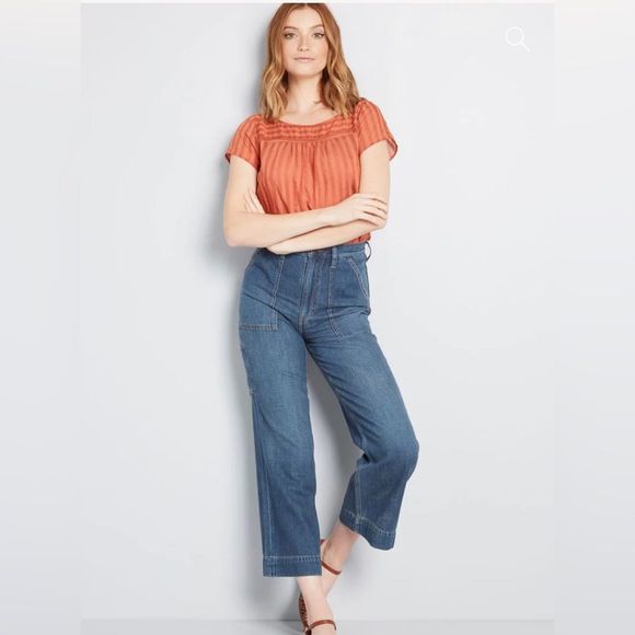 Modcloth orange linen blouse new! - Picture 1 of 2